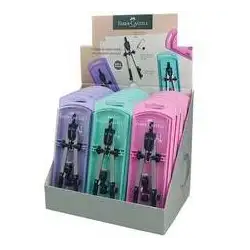 (32722-8-D-P) FABER CASTELL COMPÁS TÉCNICO DE AJUSTE RÁPIDO ADAPTADOR UNIVERSAL 17CM C/RECAMBIO PASTEL COLORES SURTIDOS