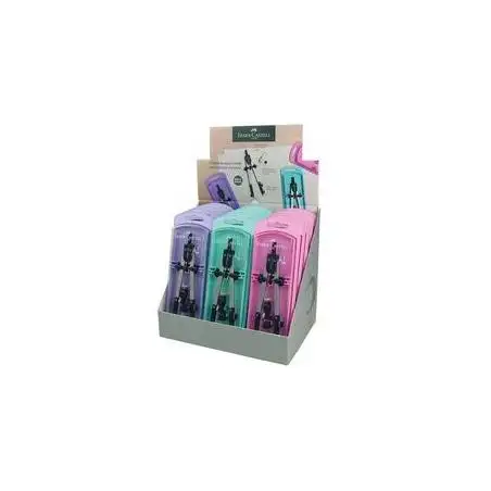 (32722-8-D-P) FABER CASTELL COMPÁS TÉCNICO DE AJUSTE RÁPIDO ADAPTADOR UNIVERSAL 17CM C/RECAMBIO PASTEL COLORES SURTIDOS