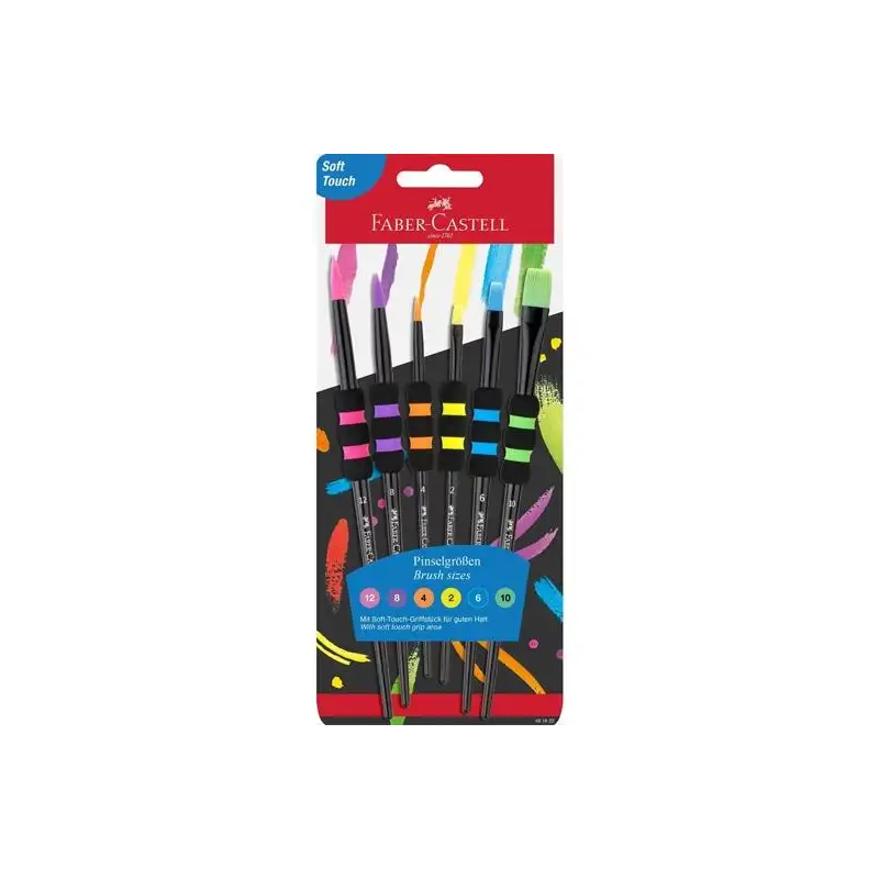 (481622) FABER CASTELL PINCELES PELO SINTÉTICO SOFT TOUCH EDICIÓN BLACK BLÍSTER 6 UD
