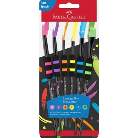 (481622) FABER CASTELL PINCELES PELO SINTÉTICO SOFT TOUCH EDICIÓN BLACK BLÍSTER 6 UD