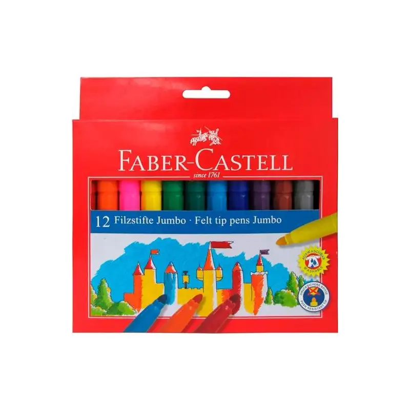 (554312) FABER CASTELL ROTULADORES JUMBO COLORES SURTIDOS ESTUCHE 12 UD