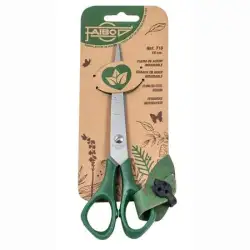 (T16) FAIBO TIJERAS OFICINA 16CM SIMÉTRICAS MANGO DE PLÁSTICO VERDE OSCURO