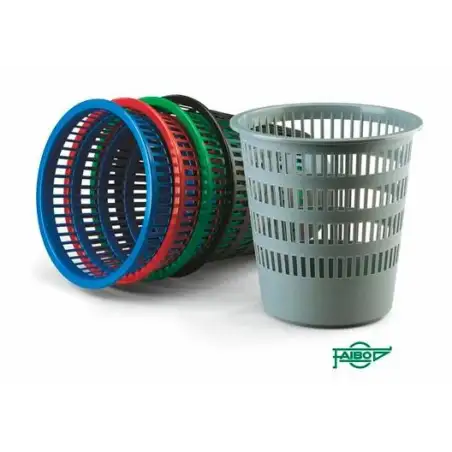 (306-08) FAIBO PAPELERA DE PLÁSTICO REJILLA CAPACIDAD 16 LITROS 310X315 MM SERIE 306 GRIS