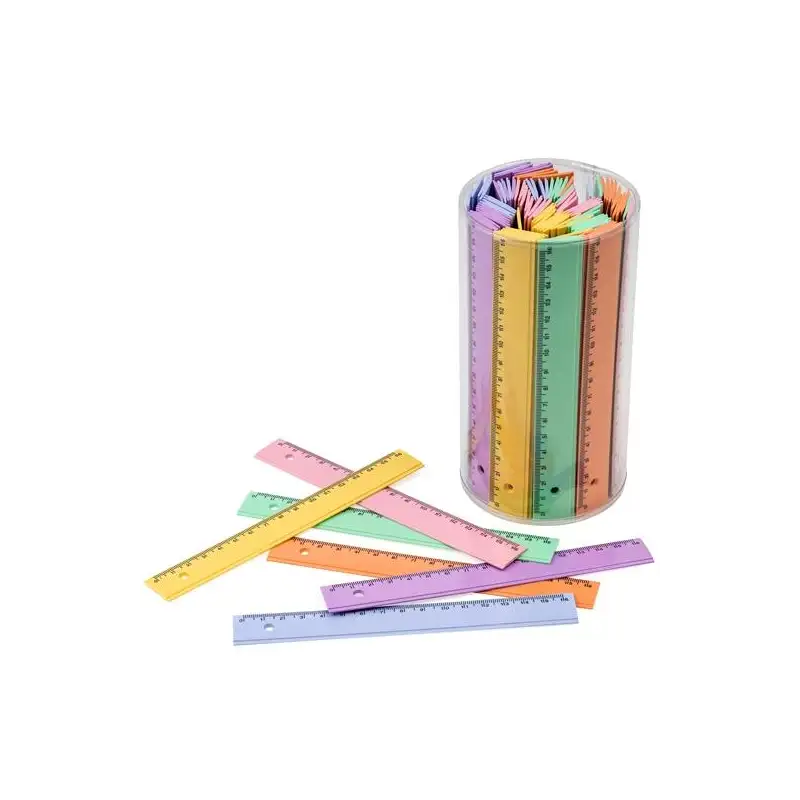 (816-30) FAIBO REGLA ESCOLAR 16CM PLÁSTICO COLORES SURTIDOS PASTEL BOTE 100 UD