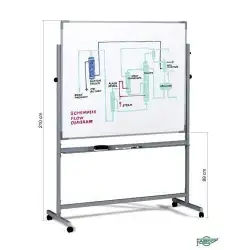 (11/11-3) FAIBO PIZARRA BLANCA ESTRATIFICADA LAS DOS SUPERFICIES VOLTEABLE MARCO DE ALUMINIO CON CAJETÍN 122X100 CM (CON SOPO...