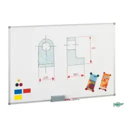 (840-12) FAIBO PIZARRA BLANCA METÁLICA MARCO DE ALUMINIO 120X180CM LACADO BLANCO