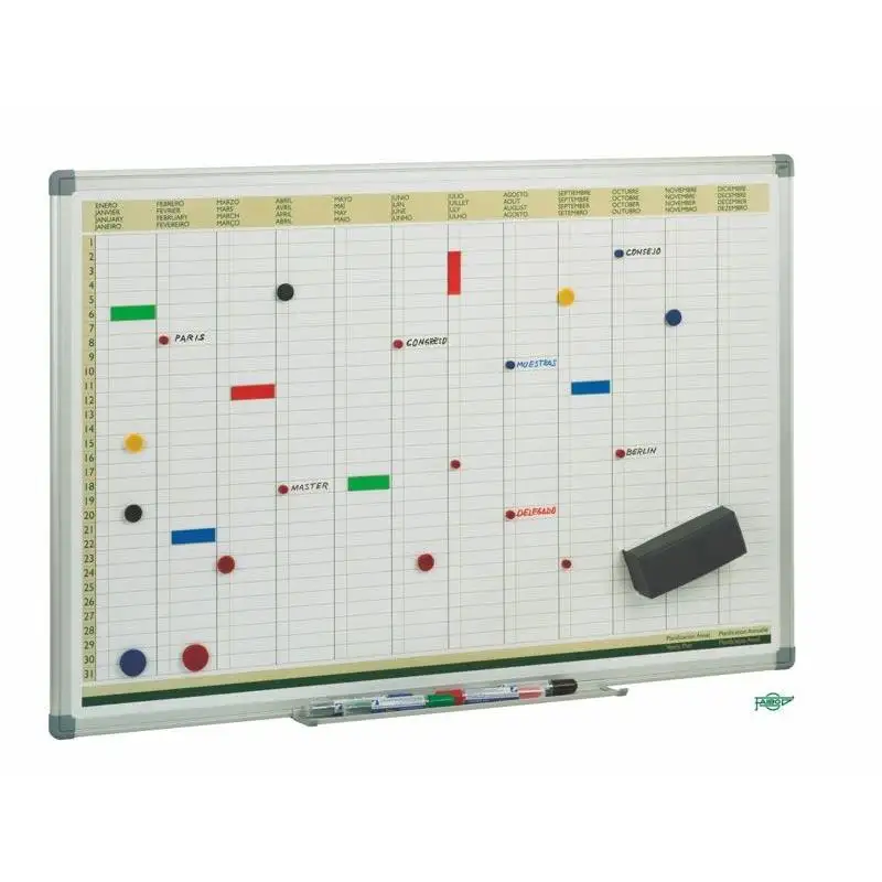 (PLM) FAIBO PIZARRA PLANIFICACIÓN MENSUAL METÁLICA LACADO BLANCO MARCO DE ALUMINIO 60X90CM