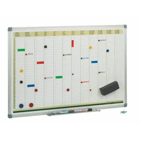 (PLM) FAIBO PIZARRA PLANIFICACIÓN MENSUAL METÁLICA LACADO BLANCO MARCO DE ALUMINIO 60X90CM