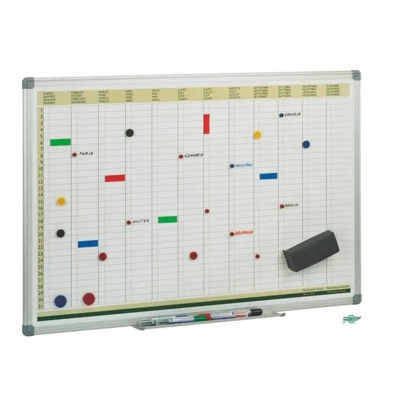 (PLS) FAIBO PIZARRA PLANIFICACIÓN SEMANAL METÁLICA LACADO BLANCO MARCO DE ALUMINIO 60X90CM