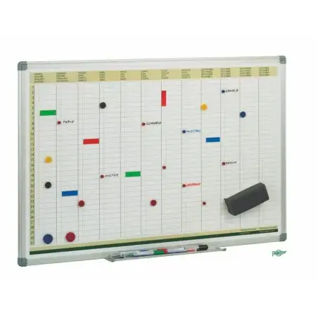 (PLS) FAIBO PIZARRA PLANIFICACIÓN SEMANAL METÁLICA LACADO BLANCO MARCO DE ALUMINIO 60X90CM