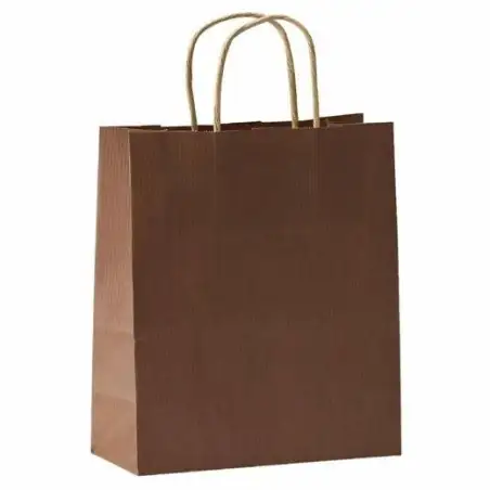 (27267CT) FAMA BOLSA DE ASA RETORCIDA 125GR 26X10X35CM PAPEL MARRÓN OSCURO