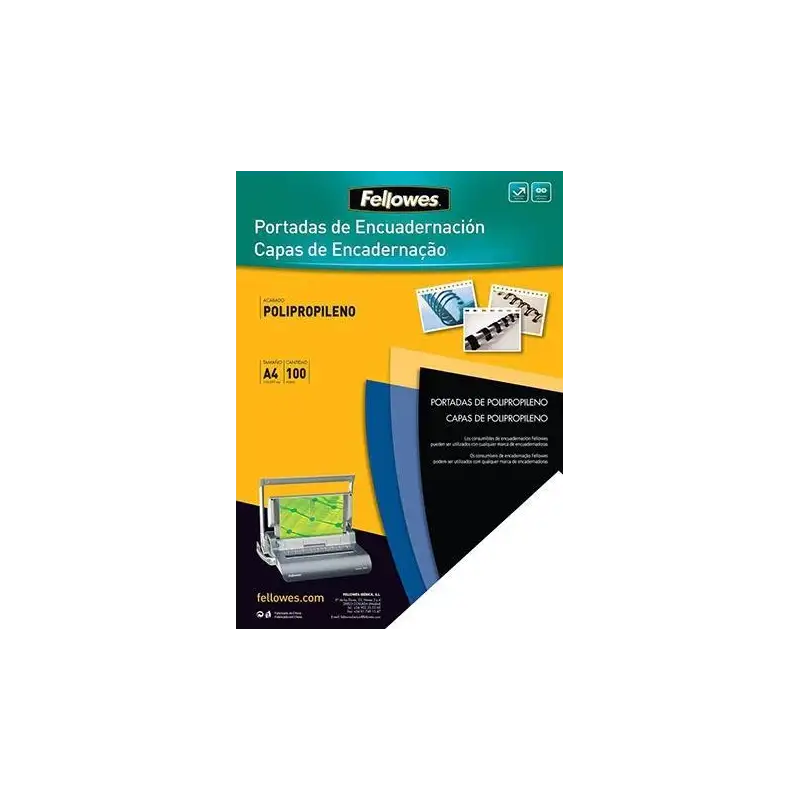 (5476603) FELLOWES TAPAS ENCUADERNACIÓN A4 PP 280 MICRAS NEGRO PACK 100 UD