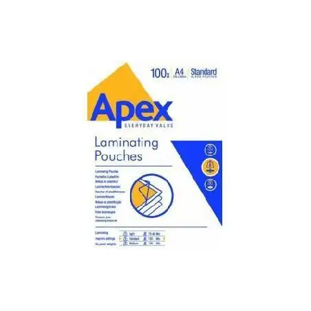 (6003501) FELLOWES FUNDAS DE PLASTIFICAR APEX 125 MICRAS A4 BRILLO PACK 100 UD