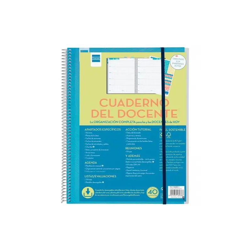 (5340200) FINOCAM CUADERNO-AGENDA DEL DOCENTE.2 ESPIRAL 230X310MM SVH 46 SEMANAS (CURSO LECTIVO)