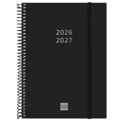 (636240327) FINOCAM AGENDA ESPIRAL 18M E10-155X212MM SVH TAPAS PP NEGRO 2026-2027