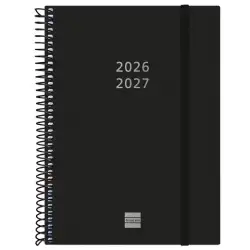 (636250327) FINOCAM AGENDA ESPIRAL 18M E10-155X212MM 2DP TAPAS PP NEGRO 2026-2027