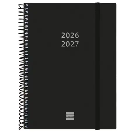 (636250327) FINOCAM AGENDA ESPIRAL 18M E10-155X212MM 2DP TAPAS PP NEGRO 2026-2027
