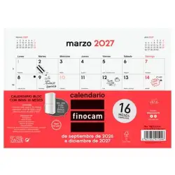 (782140027) FINOCAM CALENDARIO BLOC CON IMÁN 16 MESES PARA ESCRIBIR S-210X150MM NEUTRO 2026-2027