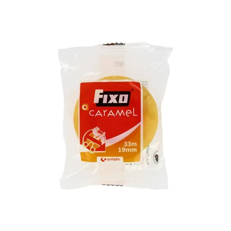 (75003300) FIXO CINTA ADHESIVA TRANSPARENTE CARAMEL ROLLO 19MM X 33M EN BOLSITA