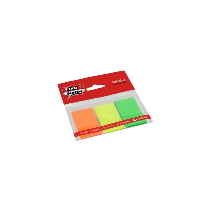 (65006280) FIXO MARCADORES ADHESIVOS BANDERITAS PET 25X43MM PACK 3 BLOC X 25H C/SURTIDOS NEÓN