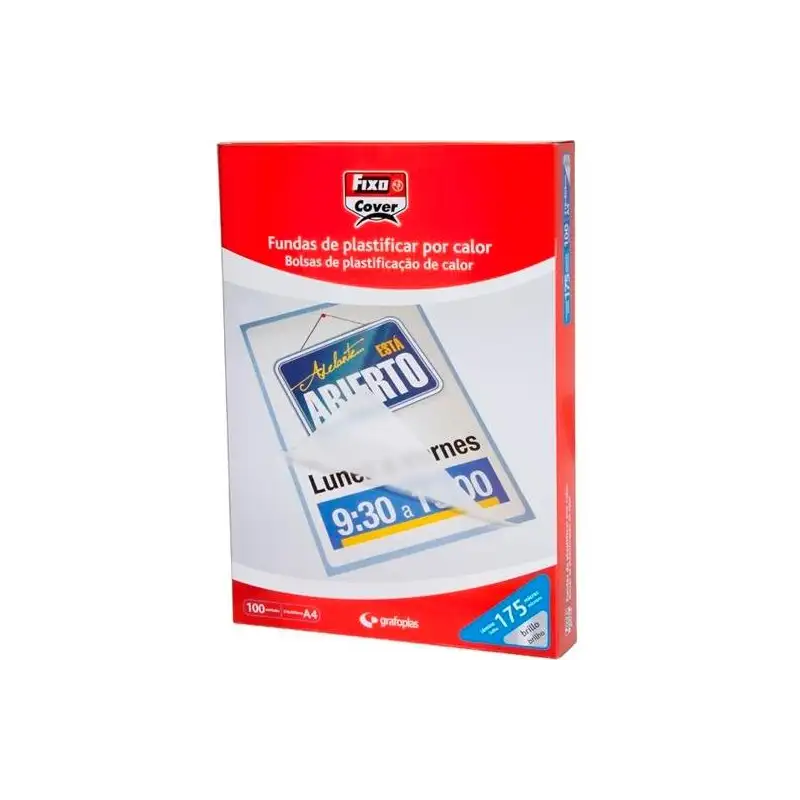 (01021500) FIXO FUNDAS DE PLASTIFICAR 125 MICRAS 90X130MM BRILLO PACK 100 UD