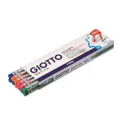 (F233200) GIOTTO LAPIZ MADERA CON GOMA HEXAGONAL GRAFITO NEGRO HB/2 SURTIDOS CAJA 12 UD