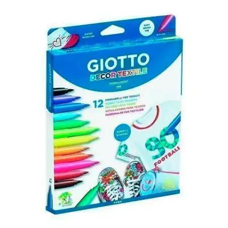 (F494900) GIOTTO ROTULADORES DECOR TEXTIL PERMANENTES COLORES SURTIDOS ESTUCHE 12 UD