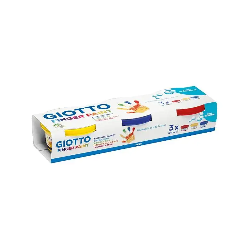 (F530300) GIOTTO PINTURA DE DEDOS DE 100 ML COLORES ESTUCHE DE 3 BOTES