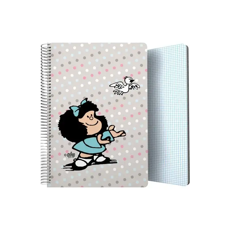 (16502226) GRAFOPLÁS CUADERNO ESPIRAL FOLIO 80H 4X4MM 90GR TAPA PP MAFALDA BIRD
