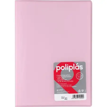 (01431293) GRAFOPLÁS CARPETA CON FUNDAS POLIPLÁS SOLDADAS FOLIO 10 FUNDAS PP SEMIRÍGIDO TRANSLÚCIDO ROSA SOFT
