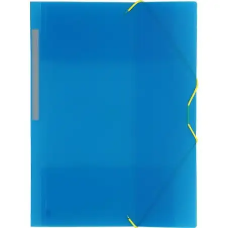 (04801230) GRAFOPLÁS CARPETA CON GOMAS COLORGRAF FOLIO 3 SOLAPAS PP AZUL TRANSLÚCIDO