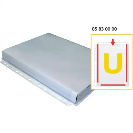(05830000) GRAFOPLÁS BOLSA 5 FUNDAS A4 FUELLE EN U 11 TALADROS PVC TRANSPARENTE
