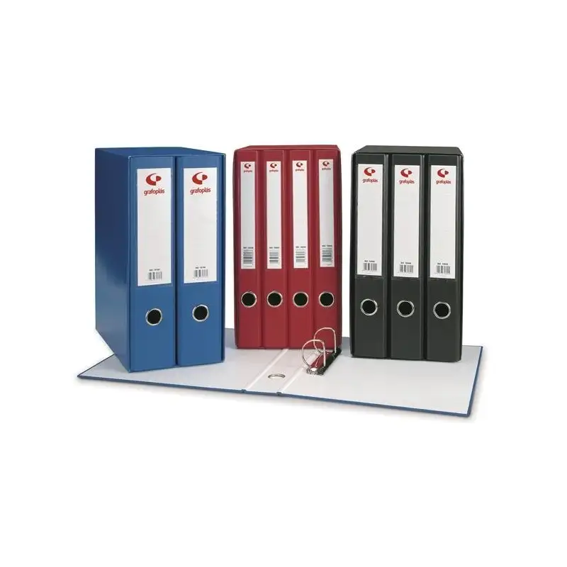 (07279210) GRAFOPLAS MÓDULO GRAFCOLOR 2 ARCHIVADORES PALANCA 2 ANILLAS MIXTAS 65MM FOLIO CUBIERTA FORRADA PP NEGRO