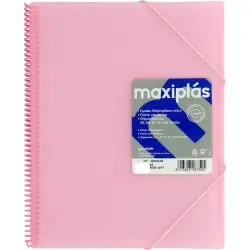 (39833093) GRAFOPLÁS CARPETA CON FUNDAS MAXIPLÁS ESPIRAL A4 30 FUNDAS C/SOBRE PP RÍGIDO TRANSLÚCIDO ROSA SOFT