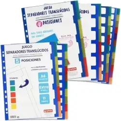 (41260400) GRAFOPLAS SEPARADORES MULTITALADRO PP TRANSLÚCIDO EXTRA 6 POSICIONES 11 TALADROS A4 SURTIDOS