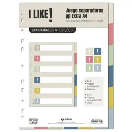 (41262700) GRAFOPLÁS SEPARADORES 6 POSICIONES A4 11 TALADROS PP I LIKE 3