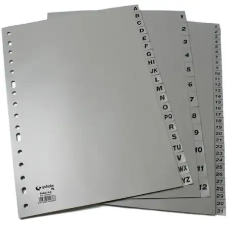 (44409071) GRAFOPLÁS JUEGO DE ABECEDARIO FOLIO 16 TALADROS PP OPACO GRIS