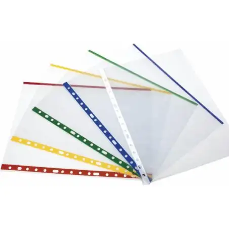 (5512599) GRAFOPLAS FUNDAS MULTITALADRO 16 POLIPROPILENO TRANSPARENTES LOMO REFORZADO INDICADOR COLOR FOLIO BOLSA -25U-