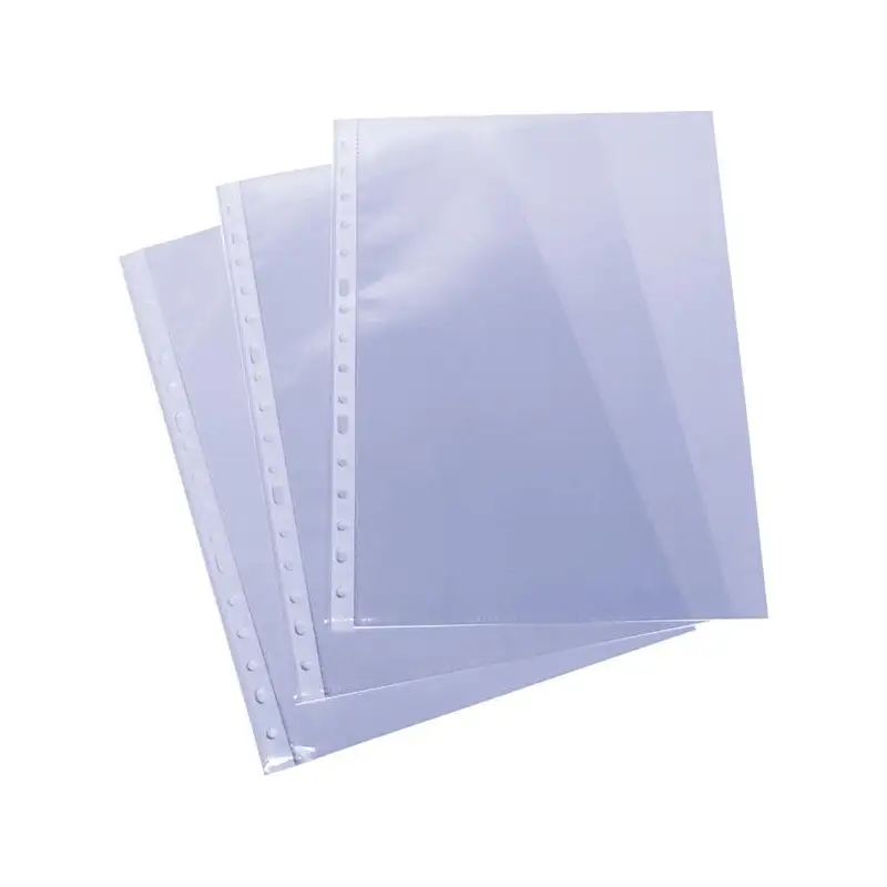 (5570100) GRAFOPLAS FUNDAS MULTITALADRO 11 PP TRANSPARENTES 80 MICRAS GALGA EXTRA PIEL NARANJA A4 CAJA -100U-
