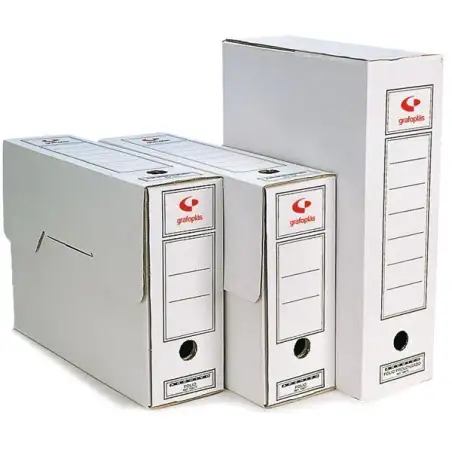 (70907900) GRAFOPLAS CAJA ARCHIVO DEFINITIVO FOLIO PROLONGADO CARTÓN MICROCANAL BLANCO PACK 50 UD