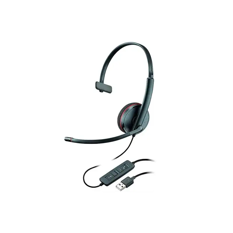 (209744-104) HP POLY AURICULARES BLACKWIRE C3210 DIADEMA MONOAURAL MICRÓFONO CONTROL DE VOLUMEN CABLE USB-A NEGRO