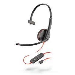 (209748-201) HP POLY AURICULARES BLACKWIRE C3210 DIADEMA MONOAURAL MICRÓFONO CONTROL DE VOLUMEN CABLE USB-C