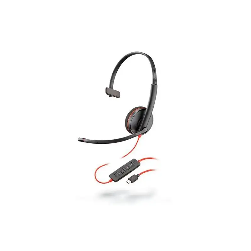 (209748-201) HP POLY AURICULARES BLACKWIRE C3210 DIADEMA MONOAURAL MICRÓFONO CONTROL DE VOLUMEN CABLE USB-C