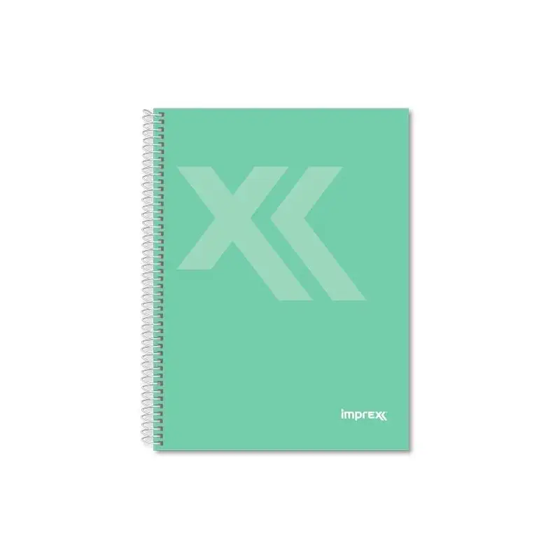 (IMP0111) IMPREX CUADERNO ESPIRAL TAPA FORRADA FOLIO 80H 90GR 4X4 VERDE