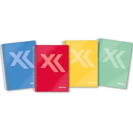 (IMP0120) IMPREX CUADERNO ESPIRAL TAPA FORRADA A5 80H 90GR 4X4 COLORES SURTIDOS