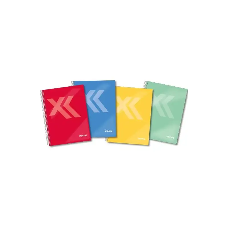 (IMP0121) IMPREX CUADERNO ESPIRAL TAPA FORRADA FOLIO 80H 90GR 4X4 COLORES SURTIDOS