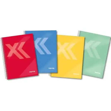 (IMP0121) IMPREX CUADERNO ESPIRAL TAPA FORRADA FOLIO 80H 90GR 4X4 COLORES SURTIDOS