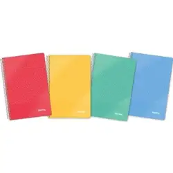 (IMP0125) IMPREX CUADERNO ESPIRAL TAPA PP FOLIO 80H 90GR HORIZONTAL COLORES SURTIDOS