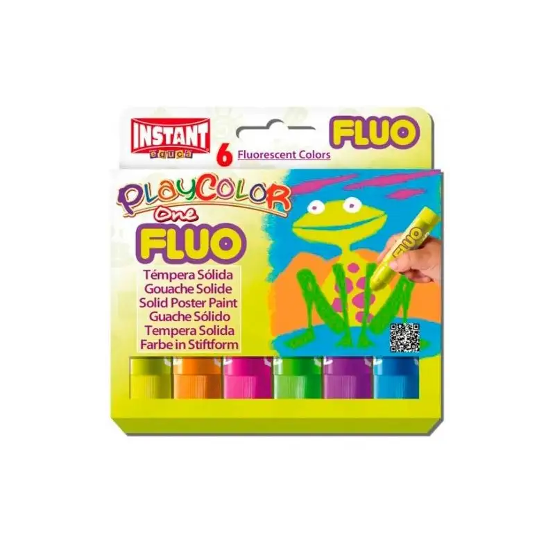 (10431) INSTANT TÉMPERAS SÓLIDAS ONE FLUO EN BARRA ESTUCHE DE 6 C/SURTIDOS FLUORESCENTES