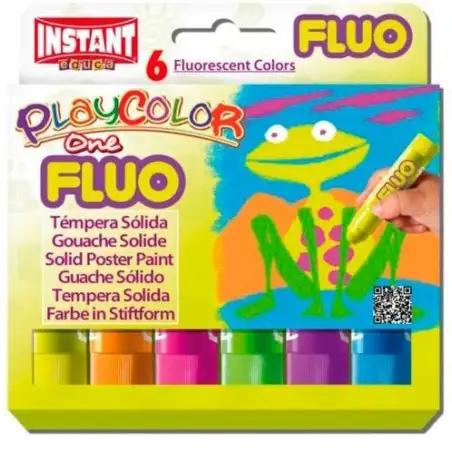 (10431) INSTANT TÉMPERAS SÓLIDAS ONE FLUO EN BARRA ESTUCHE DE 6 C/SURTIDOS FLUORESCENTES